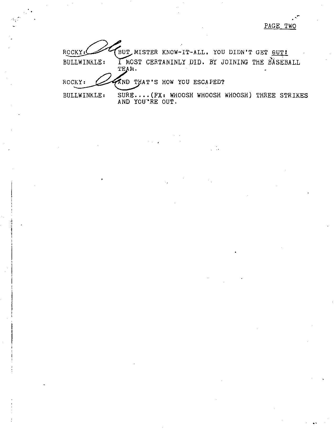 Right Thrower Script ROCKY & BULLWINKLE TV Series Script, Animated Cartoon Jay Ward, Mr ...