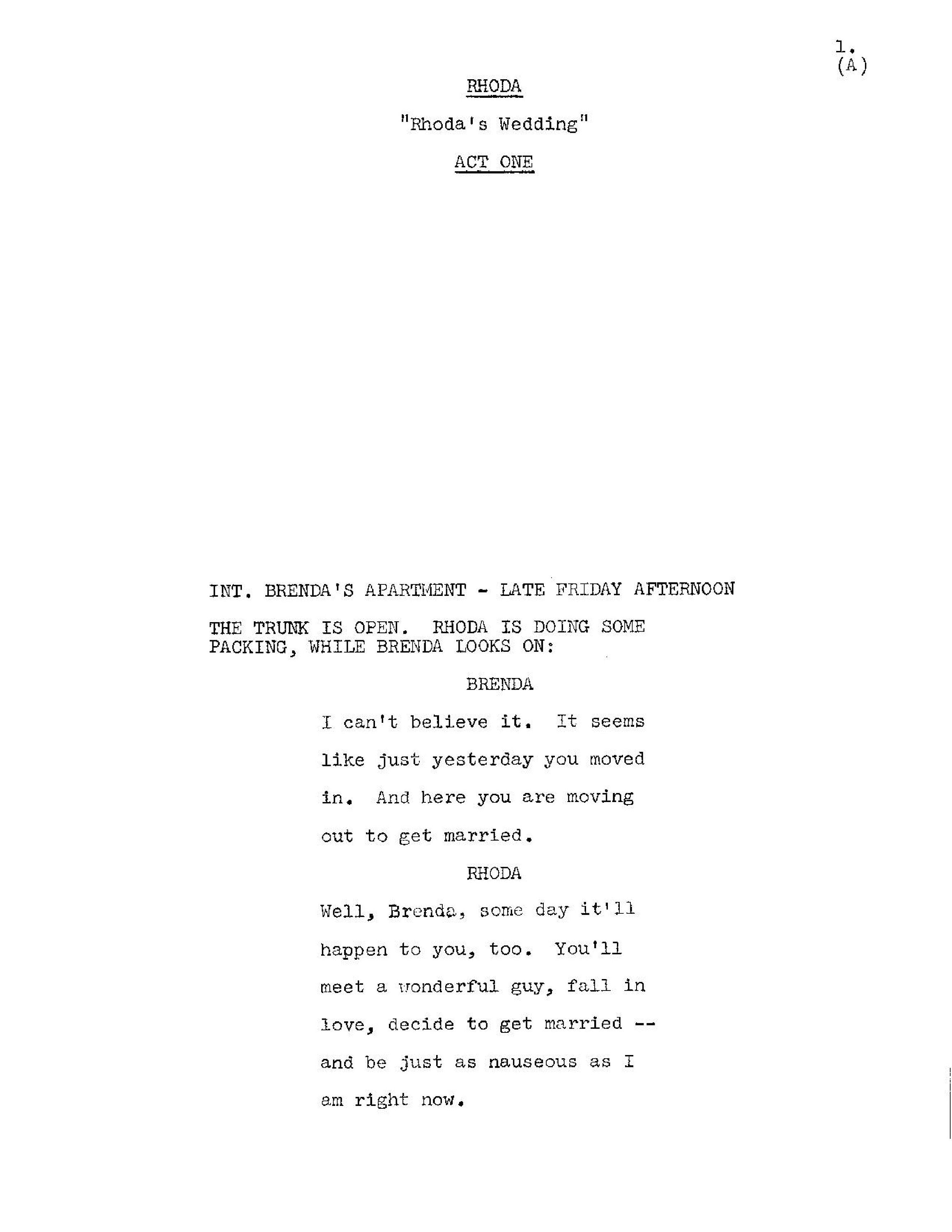 RHODA'S WEDDING Rare TV Series Script Valerie Harper - Etsy