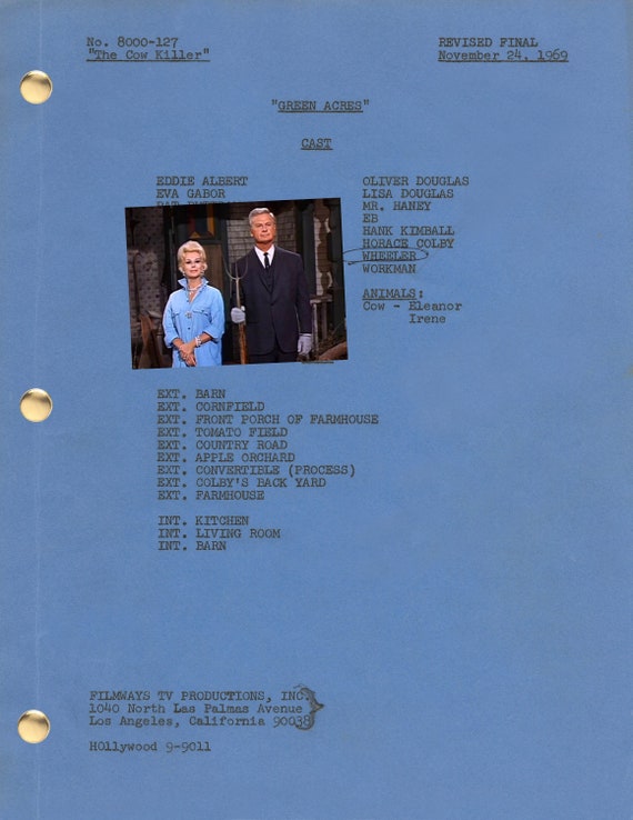 GREEN ACRES TV Series Script, Eddie Albert, Eva Gabor, Hooterville Comedy  Show (gift) - Etsy