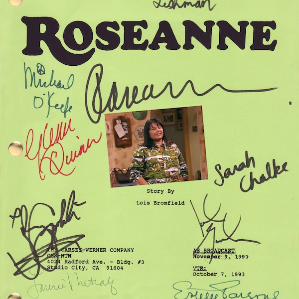 ROSEANNE TV Series Script, Laurie Metcalfe, John Goodman, Glenn Quinn + 6 more signed (copy)