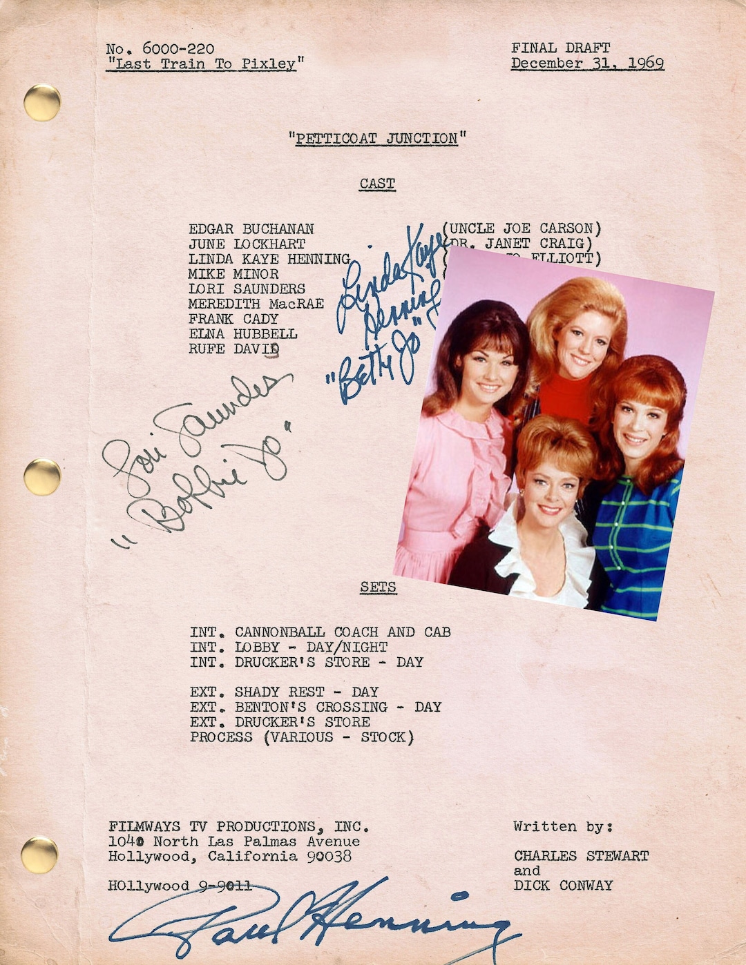 PETTICOAT JUNCTION Last Episode TV Series Script, Betty Jo Bobbie Jo ...