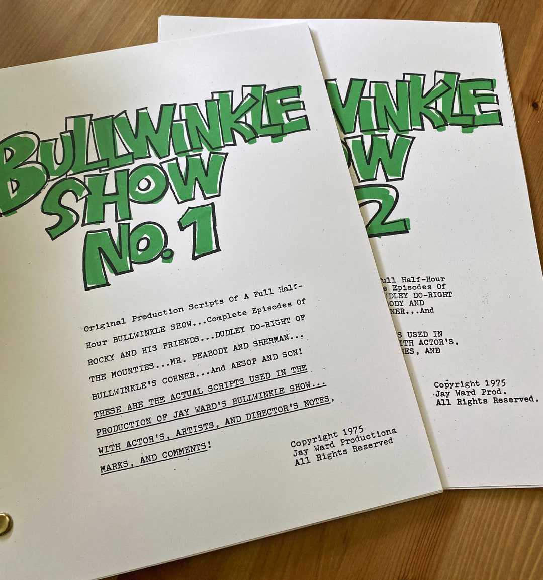 Right Thrower Script ROCKY & BULLWINKLE 2 Animated Cartoon TV Series Scripts, Dudley Do ...