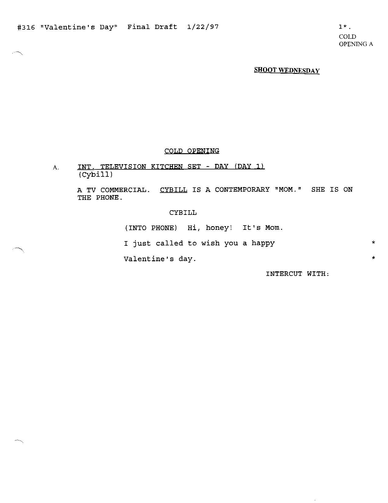 Expositional Opening Script Sitcom CYBILL Shepherd Christine Baranski TV Series Sitcom Script Signed ...