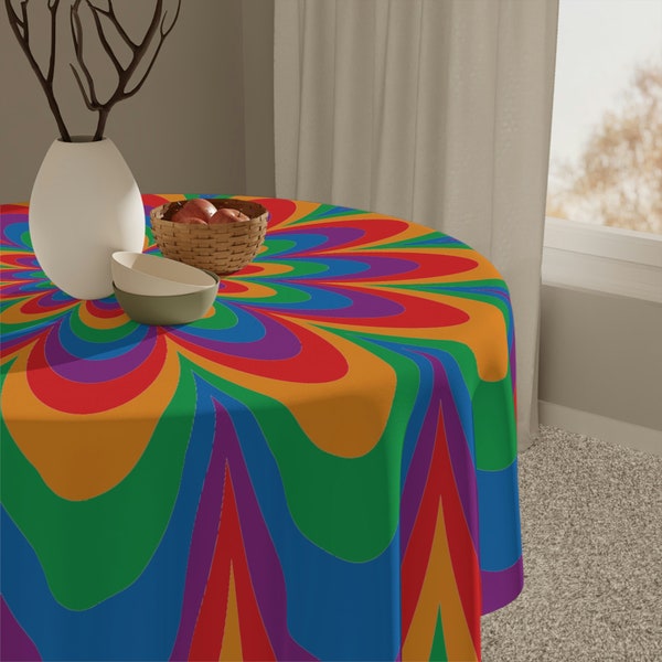 Tablecloth - Psychedelic Trippy Rainbow - Home Decor - Home Decorations - Table Decorations - Kitchen Table