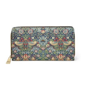 Zipper Wallet - William Morris Pattern (1834-1896) Printed Fabric: Strawberry Thief famous pattern  - Clutch - Purse