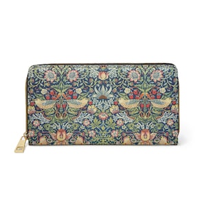 Zipper Wallet - William Morris Pattern (1834-1896) Printed Fabric: Strawberry Thief famous pattern  - Clutch - Purse