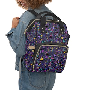 90s Style Graphics - Multifunctional Diaper Backpack