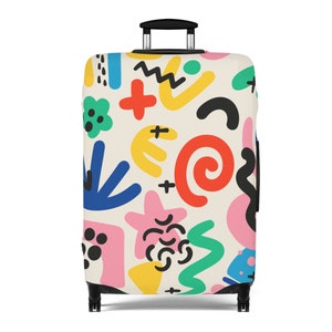 Bagagehoes, Kofferbeschermer - Kleurrijk Doodle Patroon, Vrouwen, Mannen, Kinderen, Reizen