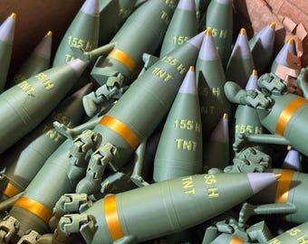 155H Artiglieria a forma di proiettile – Giocattolo da scrivania o regalo unico ispirato al mondo militare, stampato in 3D, articolato, regalo militare,