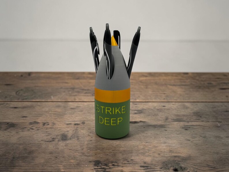 Shell Organization Pen 3D Printed Artillery Shell Pen Holder – Spinning Top Desk Organizer ...
