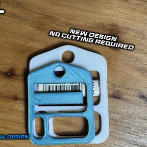 May include: A light blue 3D-printed plastic component with a rectangular frame and internal bars, layered over a white backing plate. Text on the image reads XL, NEW DESIGN NO CUTTING REQUIRED, and ORIGINAL DESIGN. The item features circular holes.