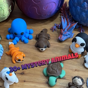 Mini paquetes de animales misteriosos impresos en 3D, figuras articuladas, diseños divertidos que incluyen misterio aleatorio con cada pedido