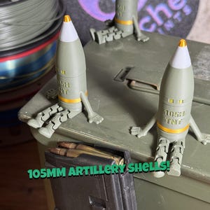 105MM Artillery Shell Buddy – Unique Military-Inspired Desk Toy or Gift, 3D Printed, Articulating, Military Gift,