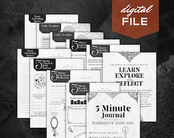Diario digital de 5 minutos para chicas buenas / Seguimiento de hábitos D/s / Registro de sumisión / Reflexión sobre escenas / Exploración de BDSM y fetiches / Gótico