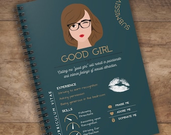 Cuaderno de notas de resumen de una buena chica sumisa / Diario de sumisión y líneas de escritura / Regalo BDSM