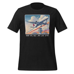 Delta Airlines Airbus A350 Illustration T-Shirt - Front Image