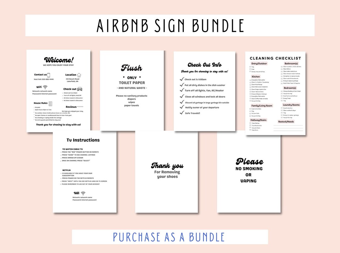 Airbnb Sign Template, Airbnb Wifi, Airbnb Rules, Vrbo, Vacation