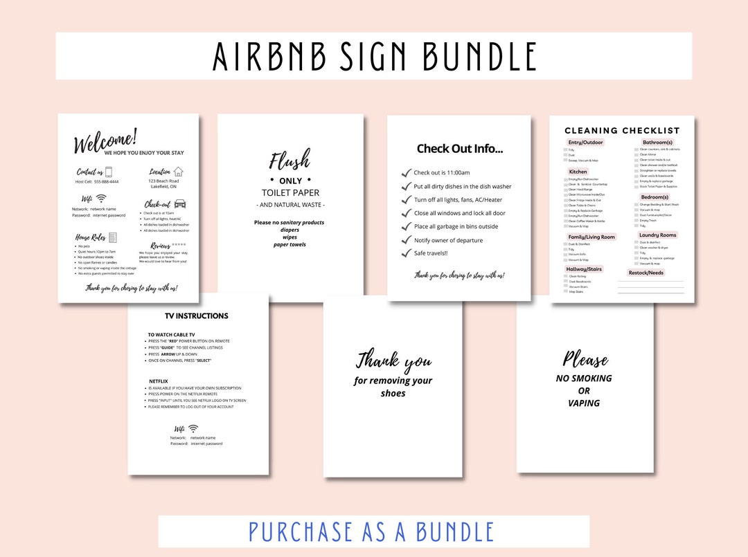 Airbnb Sign Template, Airbnb Wifi, Airbnb Rules, Vrbo, Vacation
