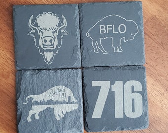 Coaster Set, Buffalo Version 1, Slate