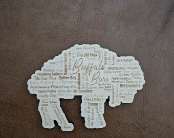 Buffalo Magnet, Buffalo Bars Themed Bison Word Cloud