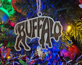 Buffalo Ornament, Bison Shaped Letters, Wooden