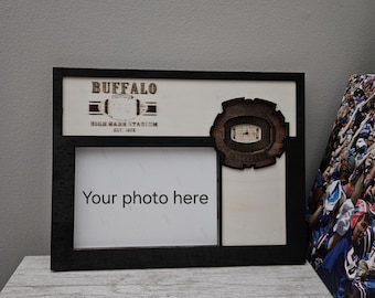 Marco de fotos de fútbol americano de Buffalo, estadio de madera en capas