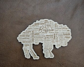 Buffalo Magnet, Buffalo Themed Bison Word Cloud