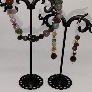 Agate Beads and Chips Bracelet with Free Earrings