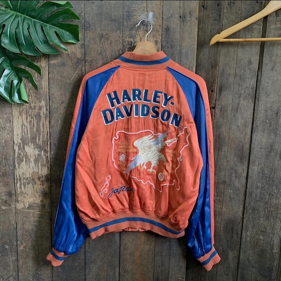 90s Harley-Davidson スカジャン 金 黒 刺繍 ☆新品☆90sデッドストック ハーレーダビットソン スカジャン
