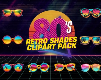 Retro Clipart, 15 Colorful Retro Sunglasses Cliparts | Good for Projects, Presentations, Personal Use, Commercial Use