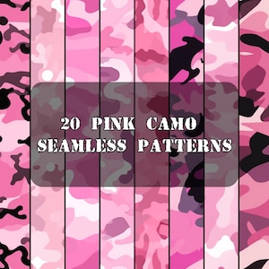 20 Pink Camo Digital Paper | Pink Camo Seamless | Pink Camo Patterns | Pink Scrapbook | Pink Patterns |  Digital Download