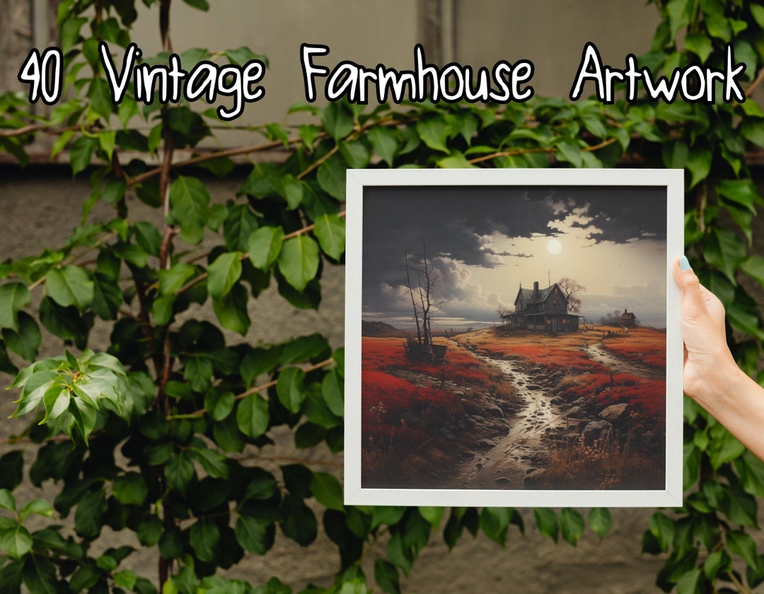 Vintage Farmhouse PRINTABLE Artwork | Country Landscape | Pack of 40 ...