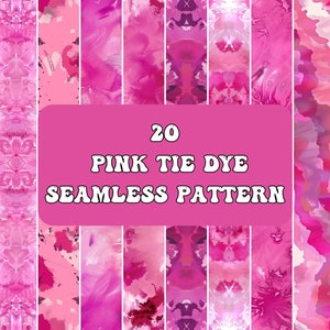 20 Pink Tie Dye Digital Papers | Seamless Pink Tie Dye Patterns | Pink Tie Dye Scrapbook Backgrounds | Craft Textures | Instant Download