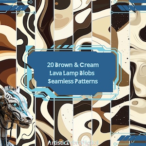 20 Brown and Cream Lava Lamp Blobs Digital Papers | Lava Seamless Patterns | Brown Scrapbook | Brown Backgrounds | Digital Download