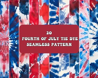 Patriotic Tie Dye Seamless Paper: Red White Blue, 4th of July (Digital Download)