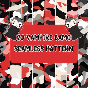 20 Vampire Camo Digital Paper | Vampire Camo Seamless | Vampire Camo Patterns | Vampire Scrapbook | Vampire Patterns |  Digital Download