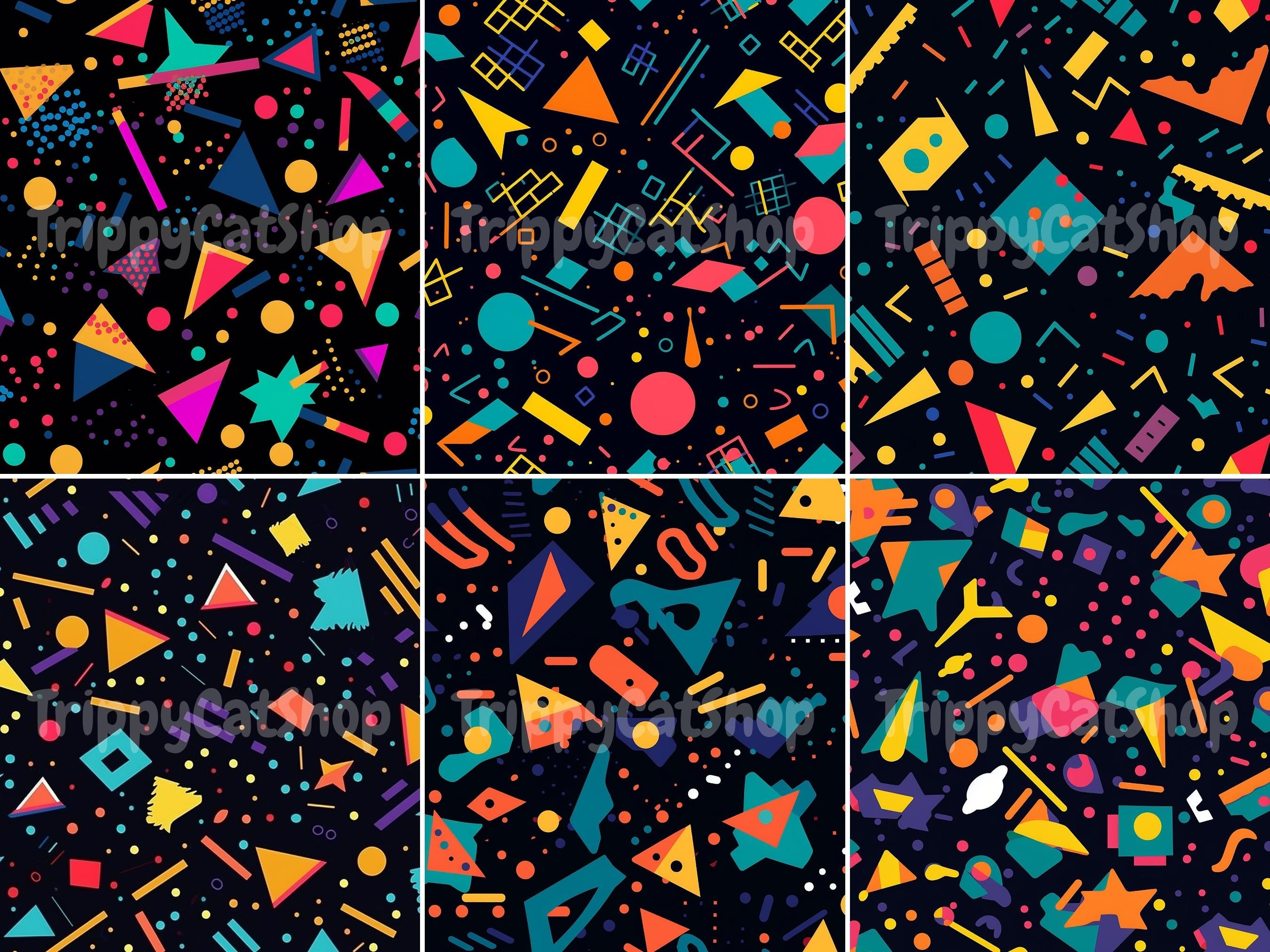 80s Retro Geometric Seamless Patterns: Vibrant Designs (pack of 24) - Etsy