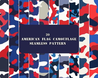Red White Blue Camo Seamless Patterns: Patriotic Digital Paper (Download)