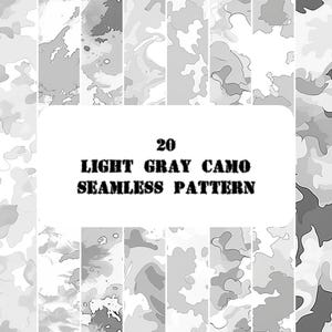 20 Light Gray Camo Digital Paper | Light Gray Camo Seamless | Light Gray Camo Patterns | Gray Scrapbook | Gray Patterns |  Digital Download