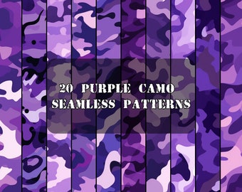 Purple Camo Seamless Patterns: Scrapbook Paper (Digital Download)