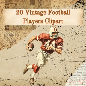 20 vintage American Football-spelers in actie | 20 clipart transparante PNG's | Old school voetbal clipart | 400 dpi | 5689x5689 pixels