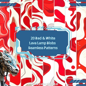 20 rode en witte lavalampblobs digitale papieren | Naadloze lavapatronen | Rood plakboek | Rode achtergronden | Digitale download