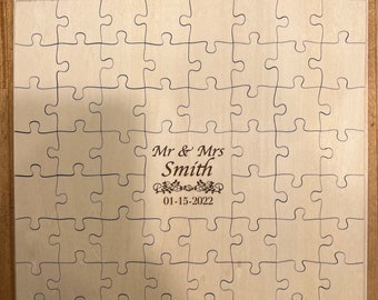 Recepción de bodas Libro de visitas Rompecabezas de madera alternativo Cortado con láser personalizado grabado