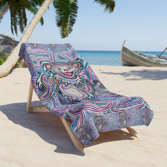 Grateful Dead Bear Colorful Beach Towel Etsy
