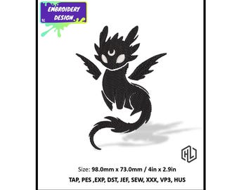 Digital File Embroidery Design, Toothless. Embroidery Designs for PES, DST... Instant Download