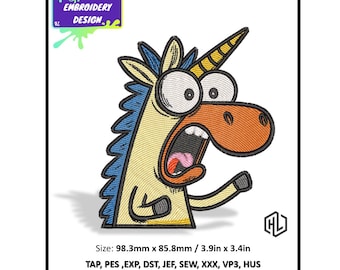 Funny Unicorn Embroidery Design, Machine Embroidery File (Digital Download)