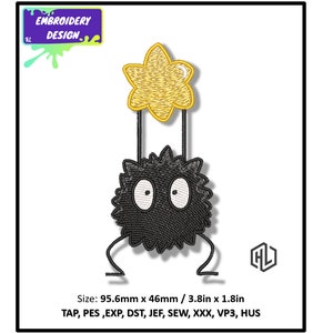 Digital File Embroidery Design, Susuwatari, Spirited Away, My Neighbor Totoro, Studio Ghibli&#39;s anime. PES, DST, xxx,... Instant Download