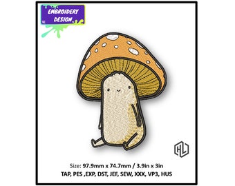 Digital File Embroidery Design, Mushroom Design, Embroidery Designs for PES, DST Machine Embroidery File, Instant Download
