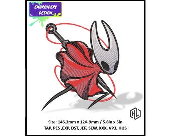 デジタルファイル刺繍デザイン、Hollow knight、Silksong、PES、DST、SEWマシン刺繍ファイル用の刺繍デザイン、即時ダウンロード