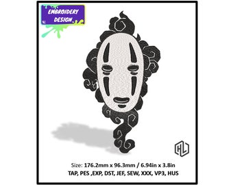 Chihiro No Face Embroidery Design, Studio Ghibli (Digital Download)